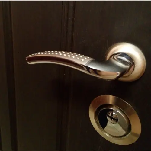 Встановлена дверна ручка на розетці (колір хром) — DoorTech Професійна заміна та встановлення дверної ручки на розетці у Києві